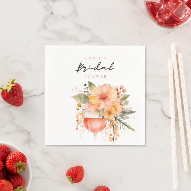 Aperol Spritz Floral Bridal Shower Napkins (Insitu)