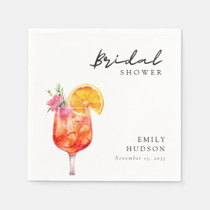 Aperol Spritz Floral Bridal Shower Napkins
