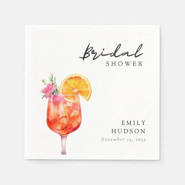 Aperol Spritz Floral Bridal Shower Napkins (Front)