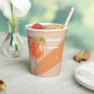 Aperol Spritz Floral Bridal Shower Paper Cups