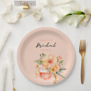 Aperol Spritz Floral Bridal Shower Paper Plates