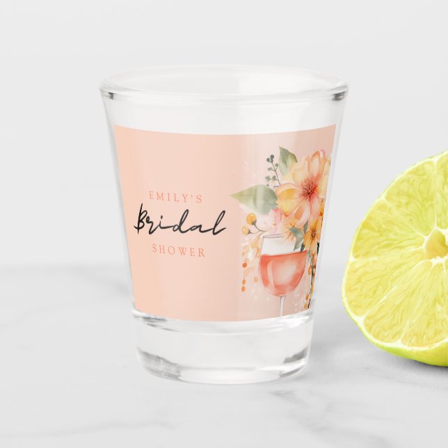 Aperol Spritz Floral Bridal Shower Shot Glass (Front)