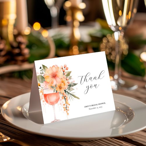 Aperol Spritz Floral Bridal Shower Thank You Card