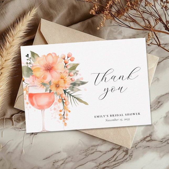 Aperol Spritz Floral Bridal Shower Thank You Card (Creator Uploaded)