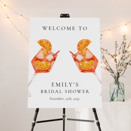 Aperol Spritz Floral Bridal Shower Welcome Sign