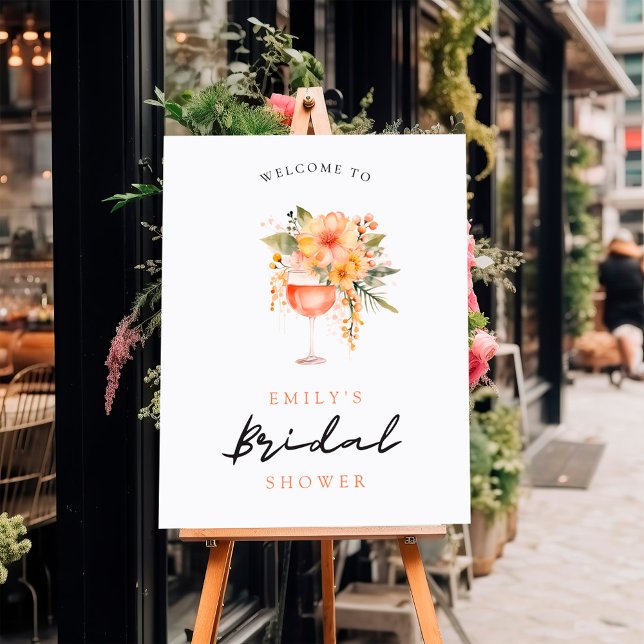 Aperol Spritz Floral Bridal Shower Welcome Sign (Creator Uploaded)