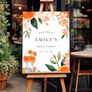 Aperol Spritz Floral Bridal Shower Welcome Sign