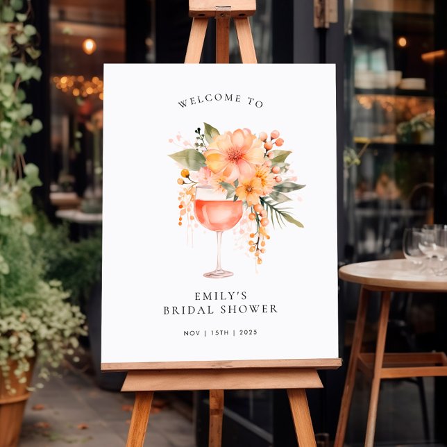 Aperol Spritz Floral Bridal Shower Welcome Sign (Creator Uploaded)