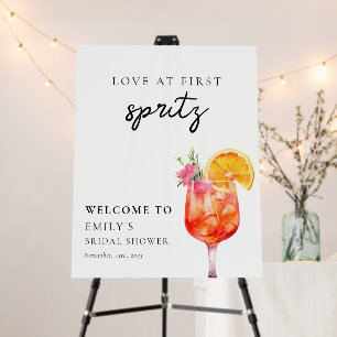 Aperol Spritz Floral Bridal Shower Welcome Sign