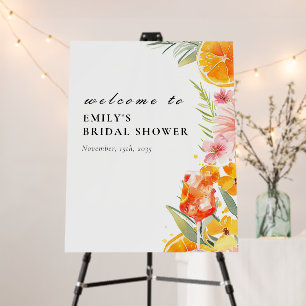 Aperol Spritz Floral Bridal Shower Welcome Sign