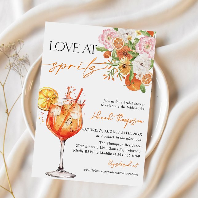 Aperol Spritz, Love At First Spritz Bridal Shower Invitation (Creator Uploaded)