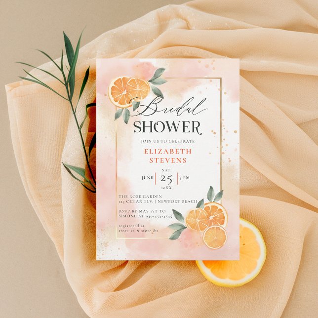 Aperol Spritz Love Oranges Summer Bridal Shower Invitation (aperol spritz bridal shower invitation citrus frame cocktail summer brunch garden pool party)