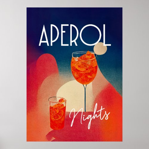 Aperol Spritz Nights Retro Cocktail Poster