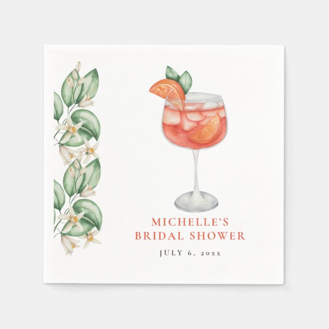 Aperol Spritz Orange Bridal Shower Napkins (Front)