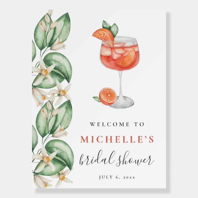 Aperol Spritz Orange Bridal Shower Welcome Sign (Front)