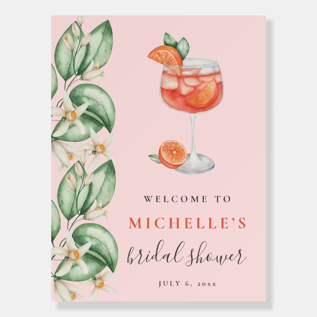 Aperol Spritz Orange Bridal Shower Welcome Sign (Front)