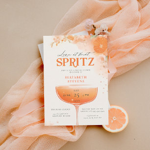 Aperol Spritz Orange Floral Cocktail Bridal Shower Invitation