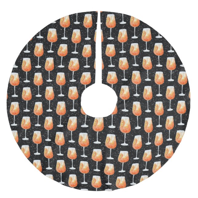 Aperol Spritz Pattern Brushed Polyester Tree Skirt (Front)
