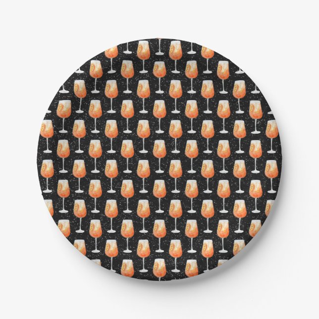 Aperol Spritz Pattern Paper Plates (Front)