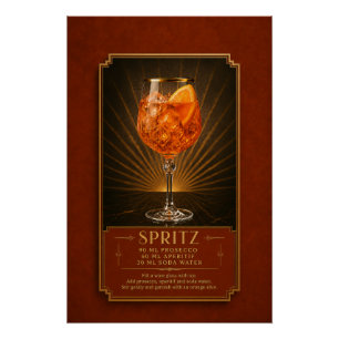 Aperol Spritz Recipe Poster Bar Art