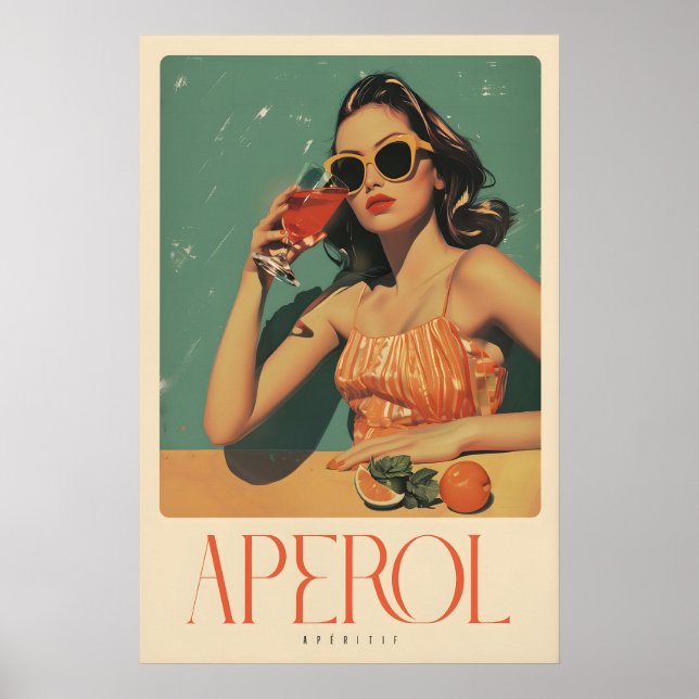 Aperol Spritz Retro Giclée Print Classic Cocktail (Front)