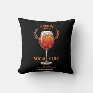 Aperol Spritz Social Club Funny Cute Drinks Design Throw Pillow