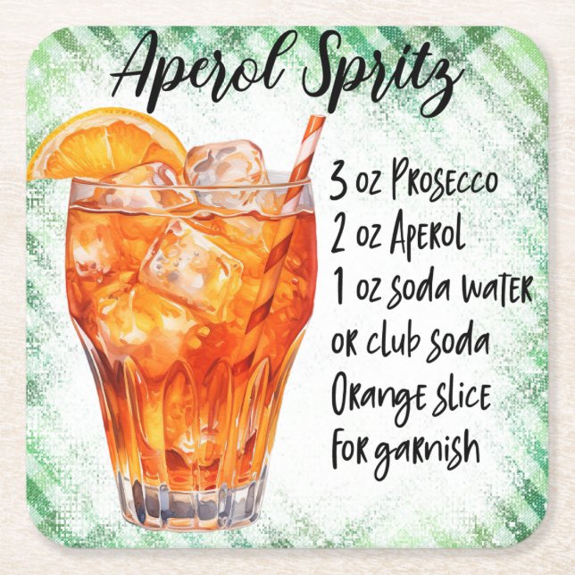 Aperol Spritz Square Paper Coaster (Front)