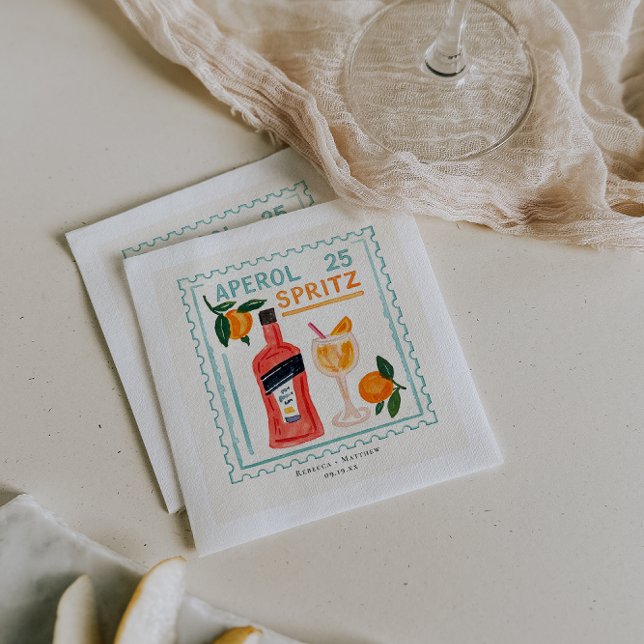Aperol Spritz Stamp | Italian Wedding Bar Napkins (Creator Uploaded)