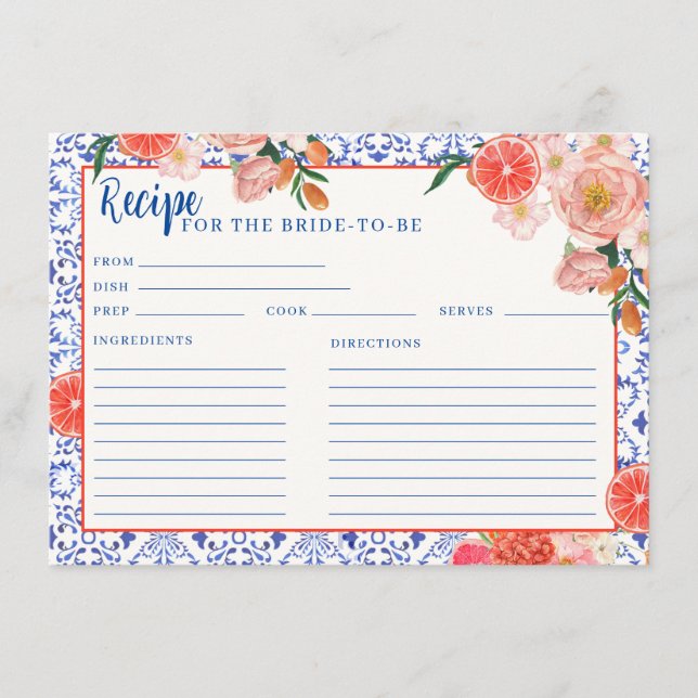 Aperol Spritz thats amore bridal shower recipe Enclosure Card (Front)