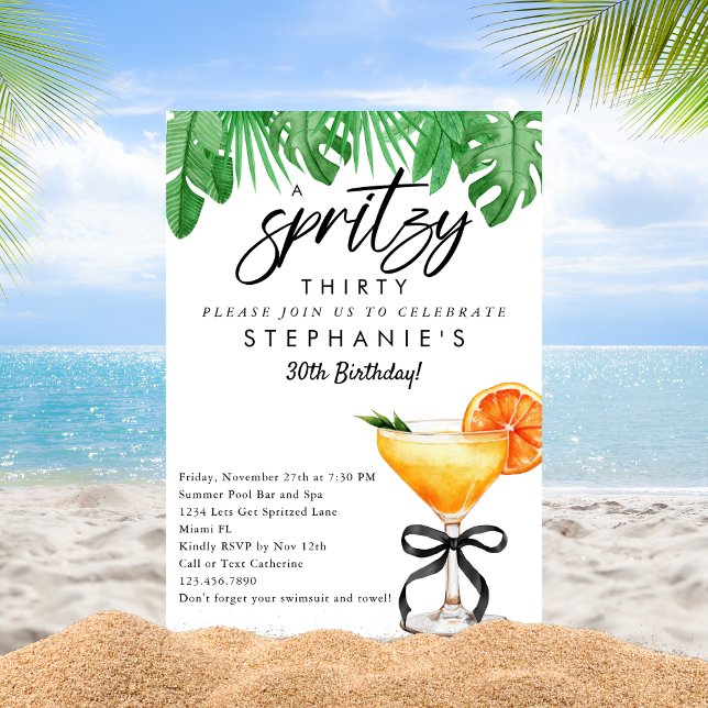 Aperol Spritz Tropical Summer Cocktail Birthday Invitation (Creator Uploaded)