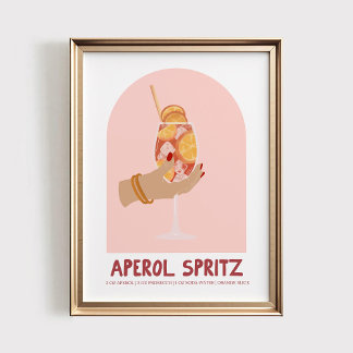 Aperol Spritz Wall Art, Retro Cocktail Print, Tren Poster