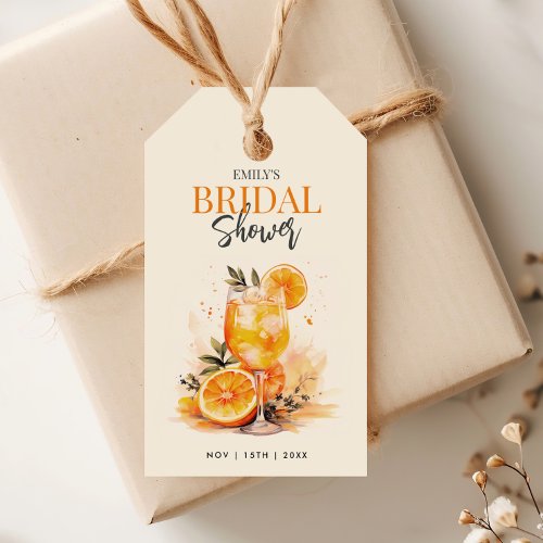 Aperol Spritz Watercolor Bridal Shower Gift Tags