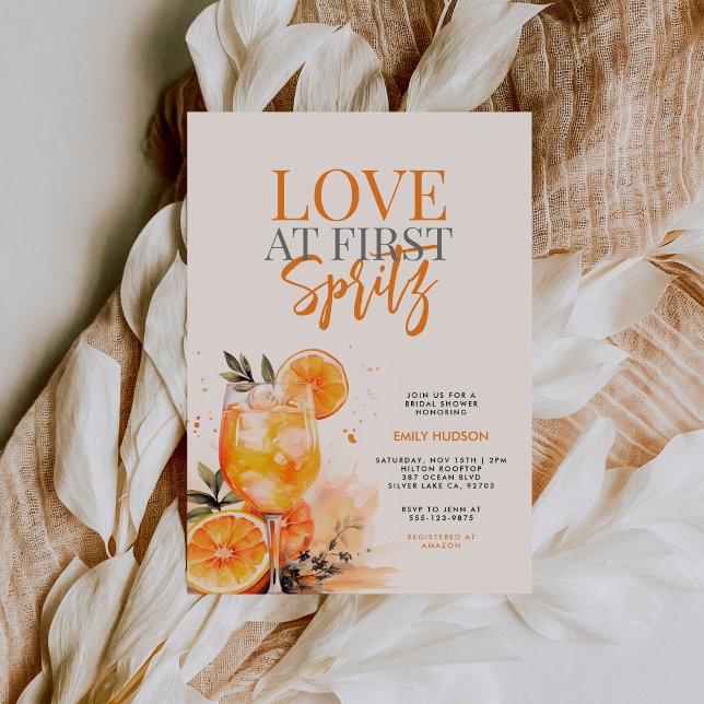Aperol Spritz Watercolor Bridal Shower Invitation (Creator Uploaded)