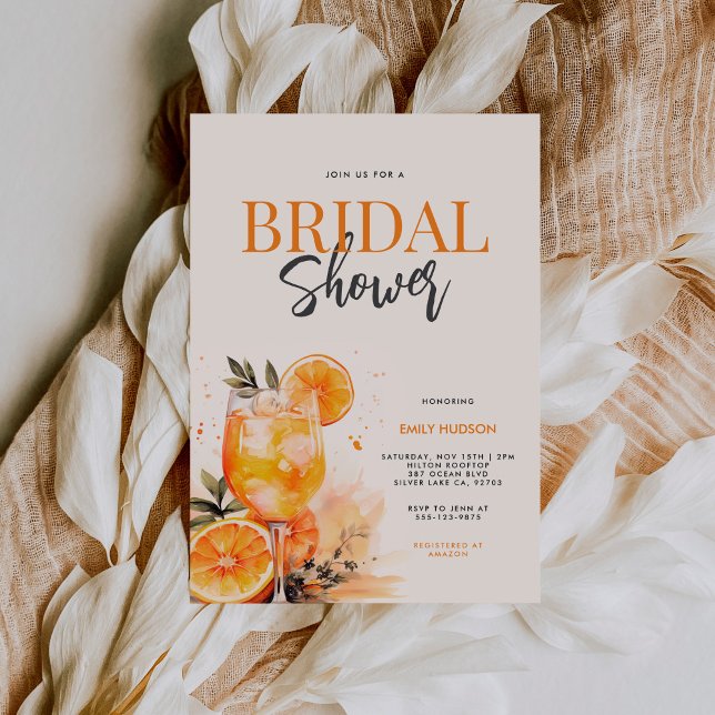Aperol Spritz Watercolor Bridal Shower Invitation (Creator Uploaded)