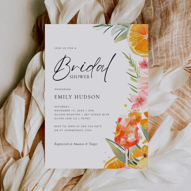 Aperol Spritz Watercolor Bridal Shower Invitation (Creator Uploaded)