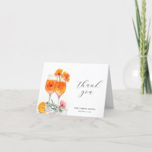 Aperol Spritz Watercolor Bridal Shower Letterpress Thank You Card