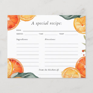 Aperol Spritz Watercolor Bridal Shower Recipe Card