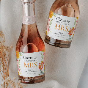 Aperol Spritz Watercolor Bridal Shower Sparkling Wine Label