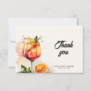Aperol Spritz Watercolor Bridal Shower Thank You Card