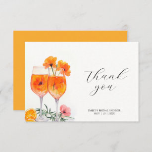 Aperol Spritz Watercolor Bridal Shower  Thank You Card