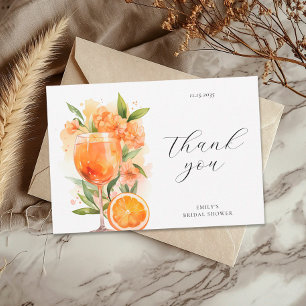 Aperol Spritz Watercolor Bridal Shower Thank You Card