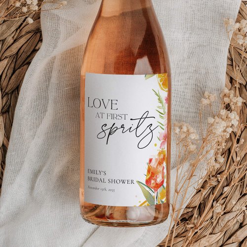 Aperol Spritz Watercolor Bridal Shower Wine Label