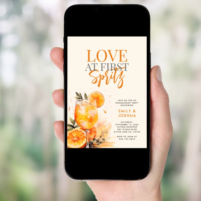 Aperol Spritz Watercolor Engagement Party Invitation (Front Digital)