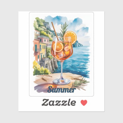 Aperol Spritz Watercolor Italian Coast Positano Sticker