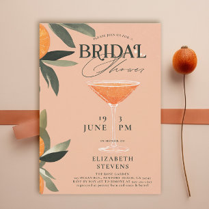 Aperol Spritz Watercolor Modern Chic Bridal Shower Invitation