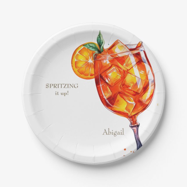Aperol Spritzing it Up! Bridal Shower Paper Plates (Front)