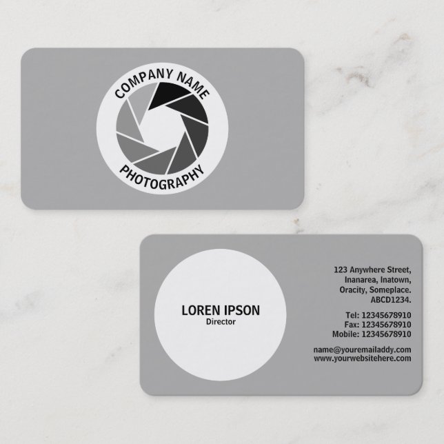 Aperture Circle - Tonal Shades - Gray #B2B2B2 Business Card (Front/Back)
