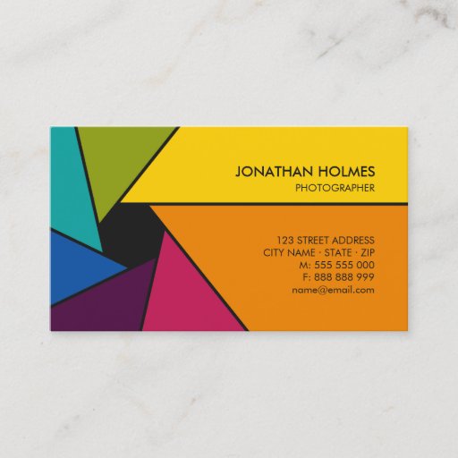 Customizable Aperture Colors Photographer business card