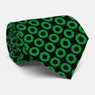 Aperture Pattern - Grass Green on Black Neck Tie