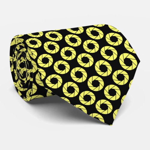 Aperture Pattern _ Light Yellow on Black Neck Tie